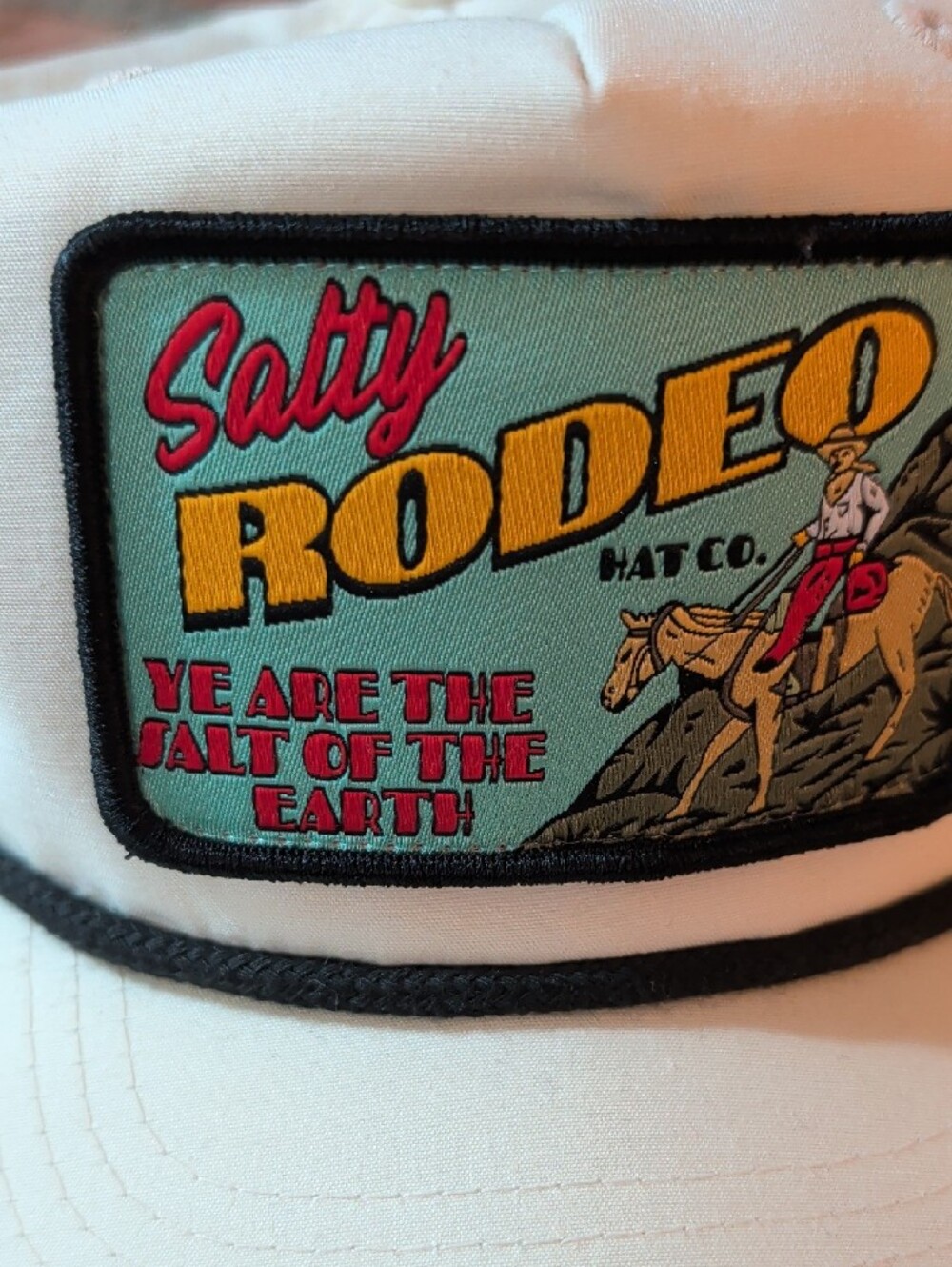 Salty Rodeo Off White Rope-Trim Trucker Hat - Picture 4 of 4